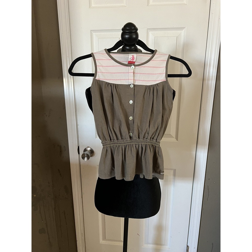 Matilda Jane Serendipity olive green Pink  Sleeveless‎ Top Size 8 EUC 232